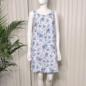 Blue & White Paisley  Linen Sundress Coastal-CottageCore-Lightweight